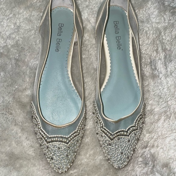 Bella Belle Hailey Transparent Cinderella Flats Tiffany Blue Sole Bridal Wedding - Picture 5 of 8